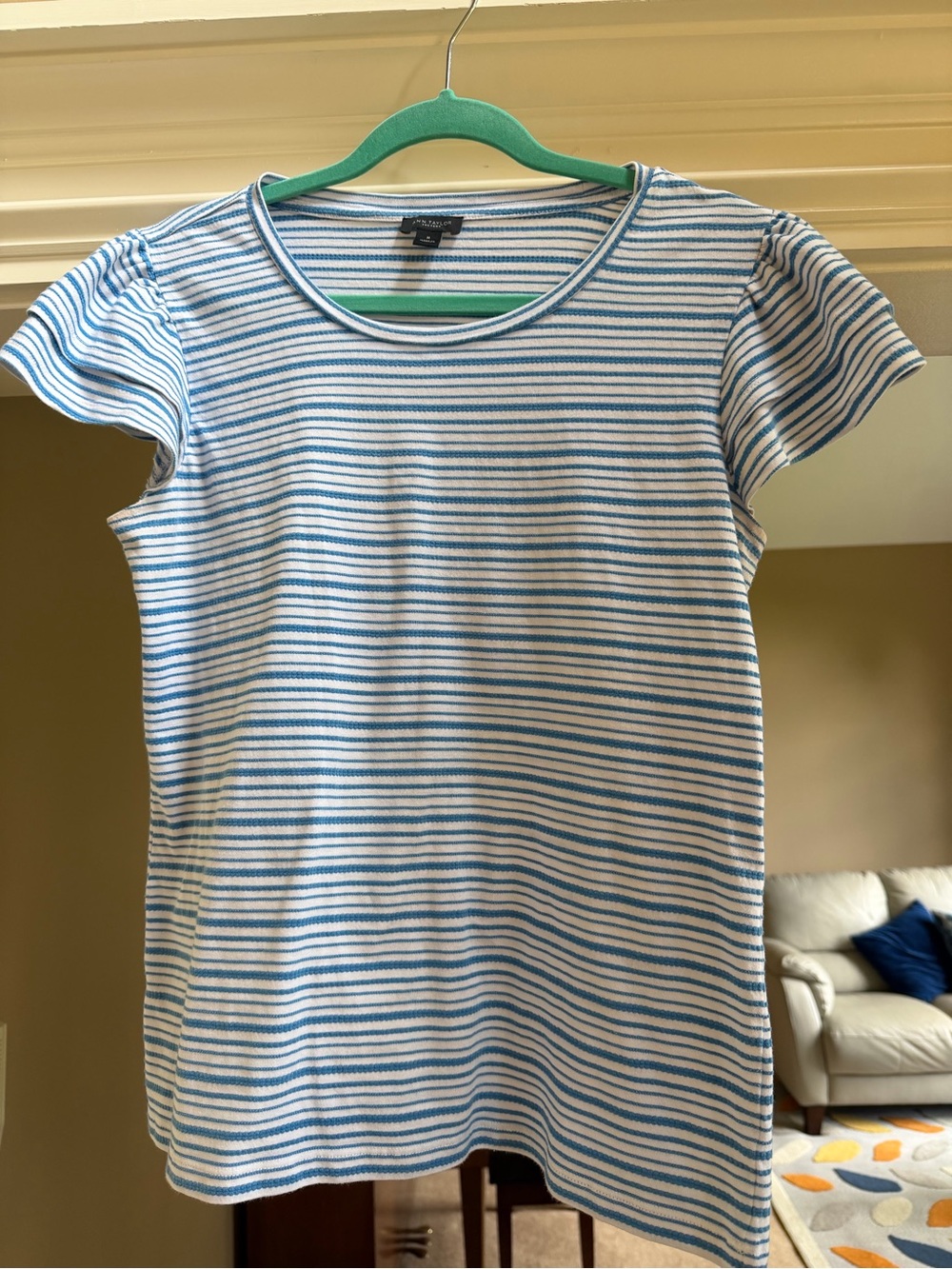 Ann Taylor Factory Blue and White Striped Tee